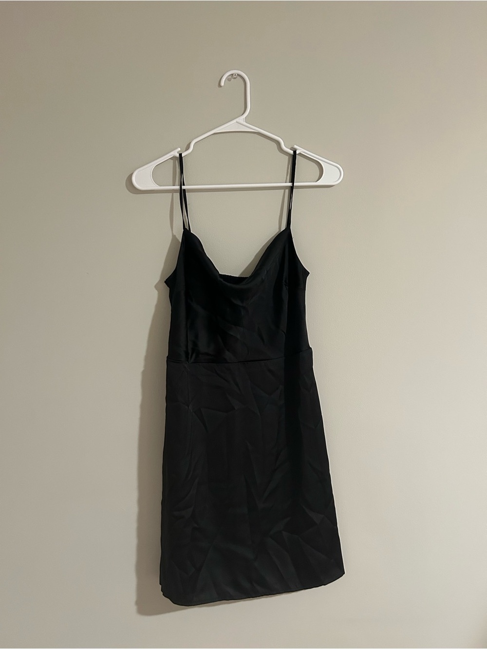 Hollister Black Satin Slip Mini Dress with Cowl Neck